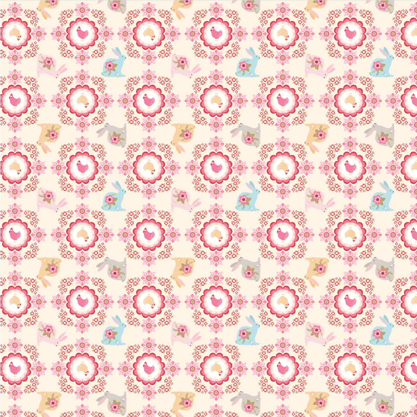 Poppies Patchwork Club, Flopsy and Mopsy Cream, PP23619, sold by the 1/2 yard