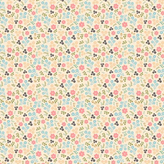 Poppies Patchwork Club, Jemima Cream PP23607, sold by the 1/2 yard