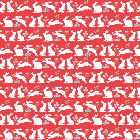 Poppies Patchwork Club, Peter Rabbit Red, PP23612, sold by the 1/2 yard - Good Vibes Quilt Shop