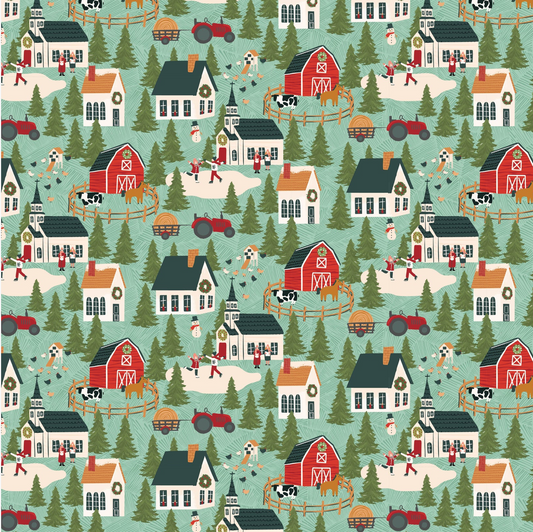 Prairie Christmas, A Winter Scene Teal, PC24370, sold by the 1/2 yard, *PREORDER - Good Vibes Quilt Shop