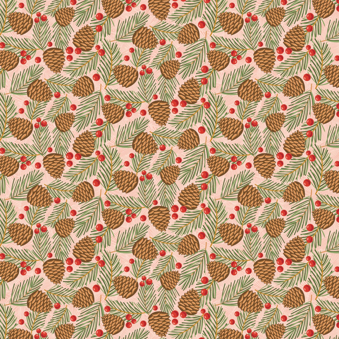Prairie Christmas, Traditional Pine Cone Natural, PC24366, sold by the 1/2 yard, *PREORDER