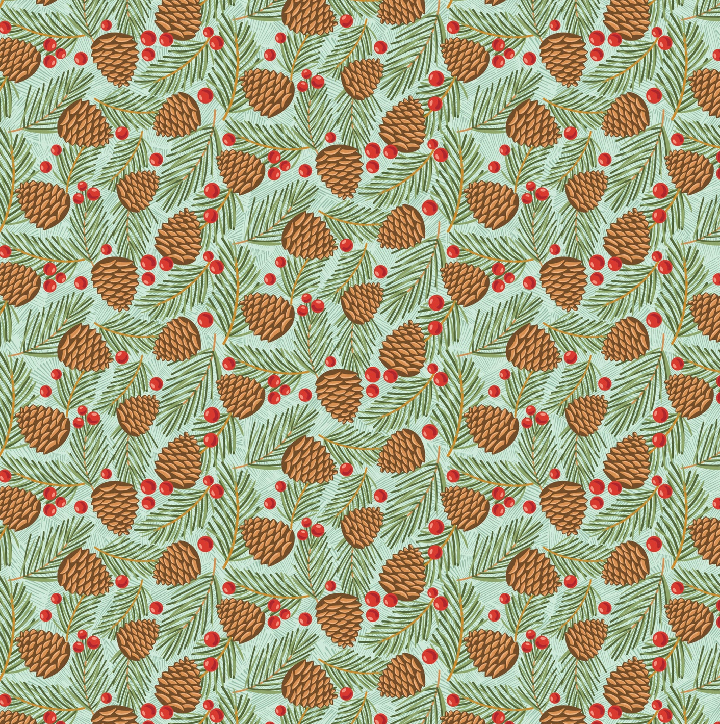 Prairie Christmas, Traditional Pine Cone Teal, PC24367, sold by the 1/2 yard, *PREORDER - Good Vibes Quilt Shop