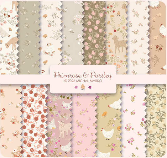 Primrose and Parsley Fabric, 5" Stacker, 15 Skus, 2 pieces of each, PREORDER