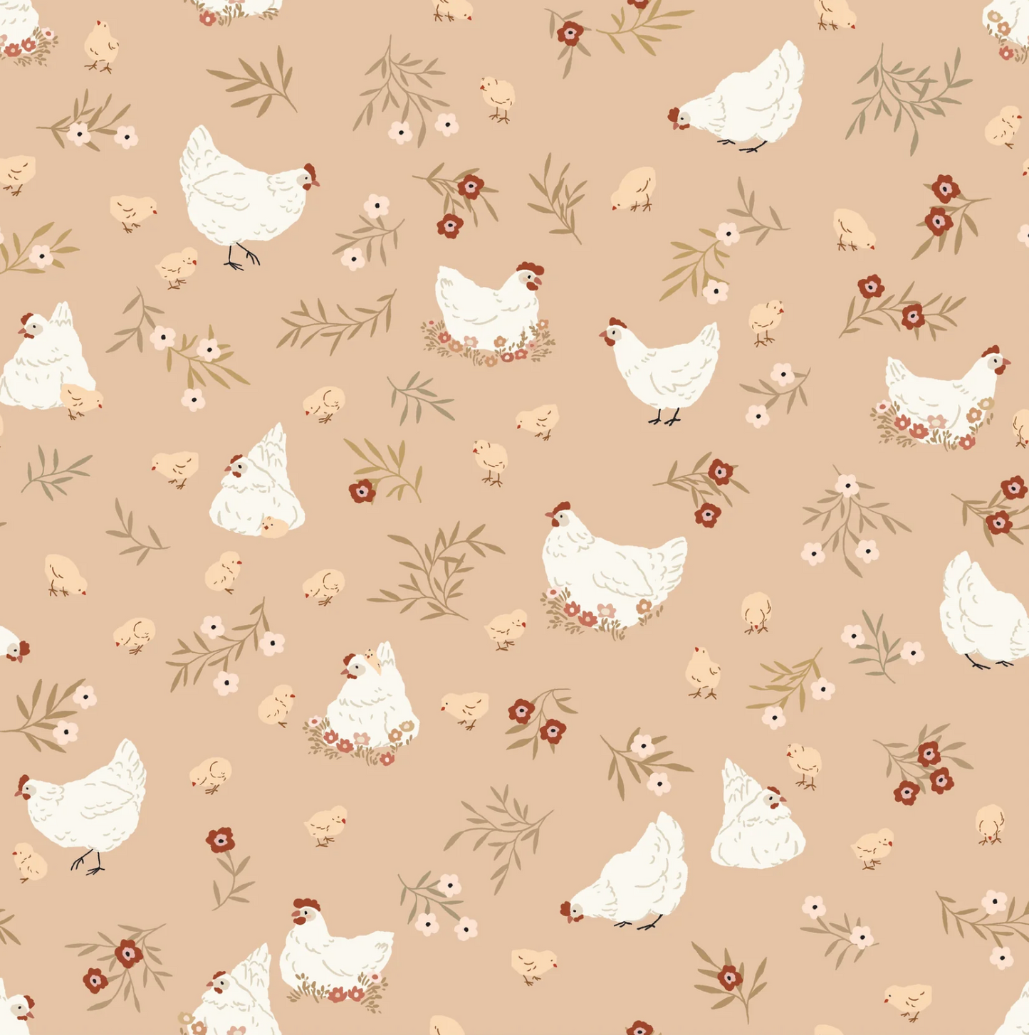 Primrose and Parsley Fabric, Nesting Caramel, PR26838, PREORDER