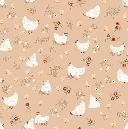 Primrose and Parsley Fabric, Nesting Caramel, PR26838, PREORDER