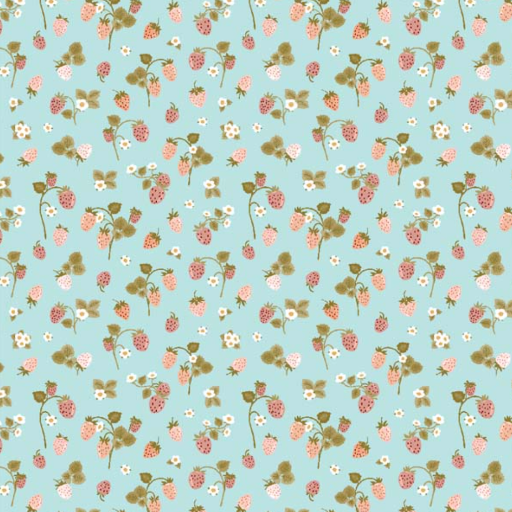 Promise Me Strawberry Bouquet Blue PM24600, sold by the 1/2 yard