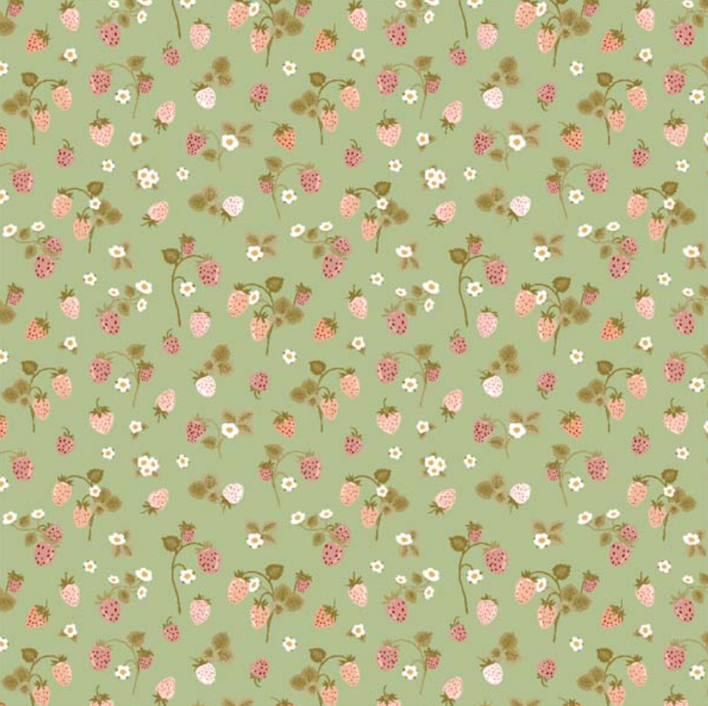 Promise Me Strawberry Bouquet Green PM24602, sold by the 1/2 yard