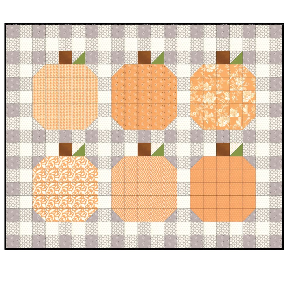 Pumpkin Patch, a Tensisters Easy Piecing Grid FREE Pattern