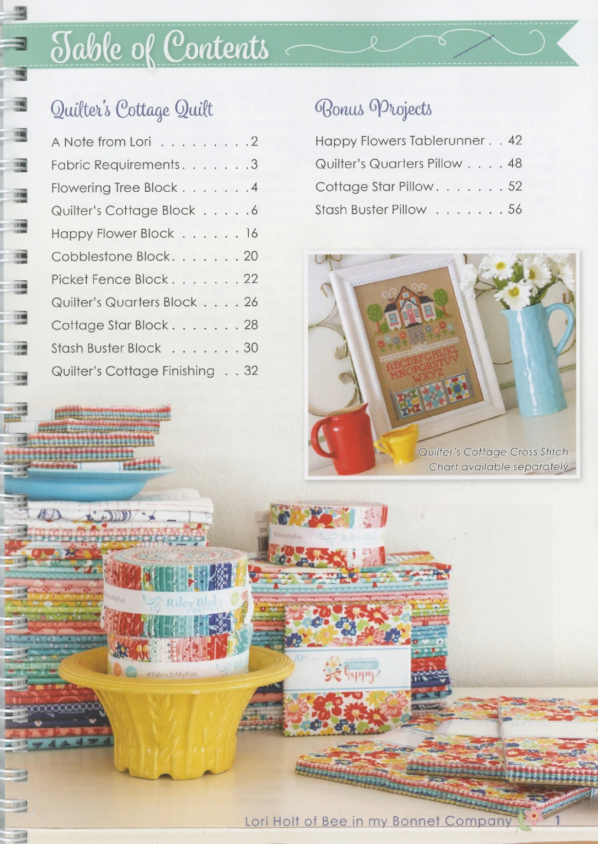 Quilter's Cottage Book, by Lori Holt of Bee in My Bonnet, sku ISE-936 - Good Vibes Quilt Shop