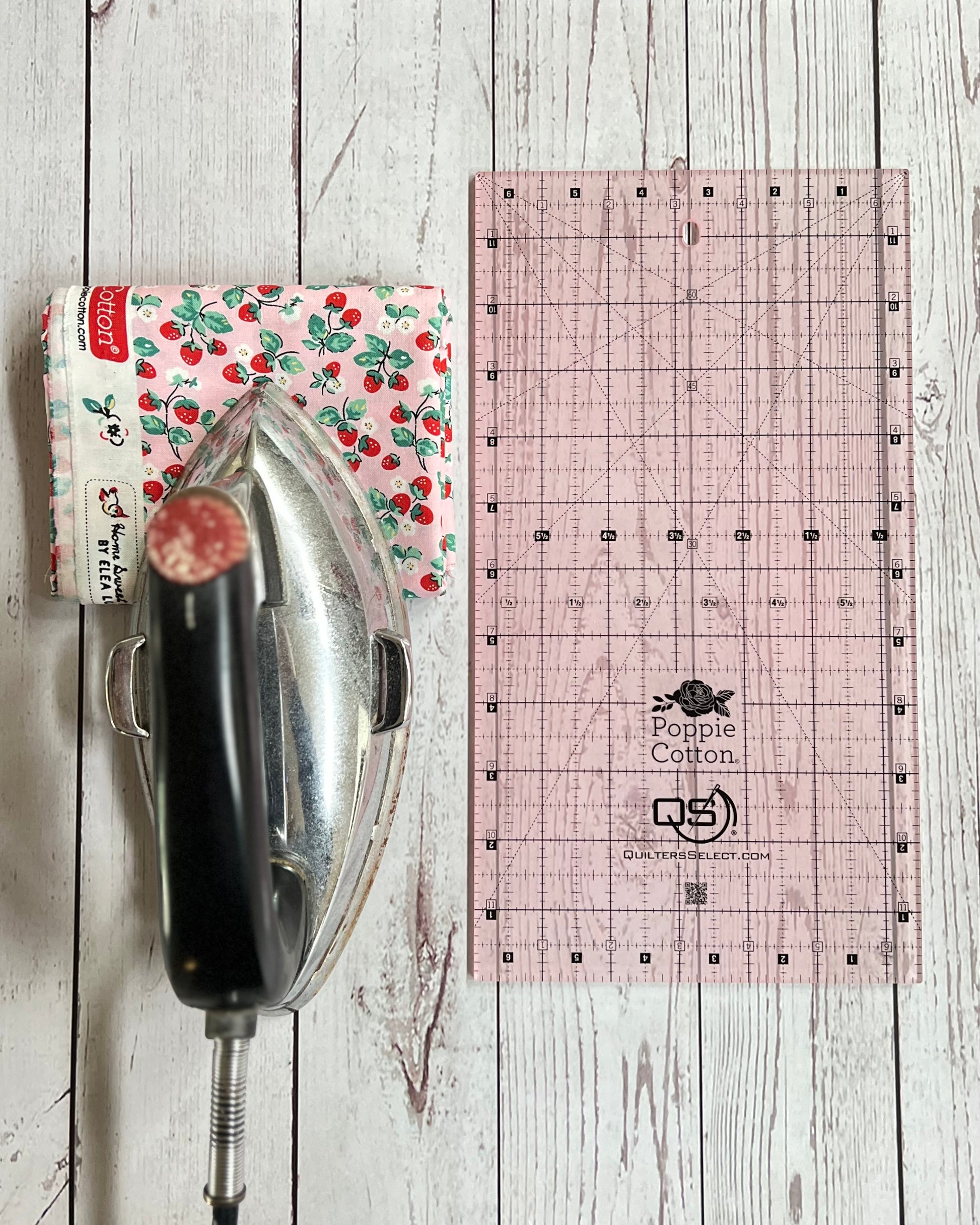 Quilters Select, 6.5" X 12" Pink Non-slip Ruler, Poppie Cotton's Limited Edition! - Good Vibes Quilt Shop