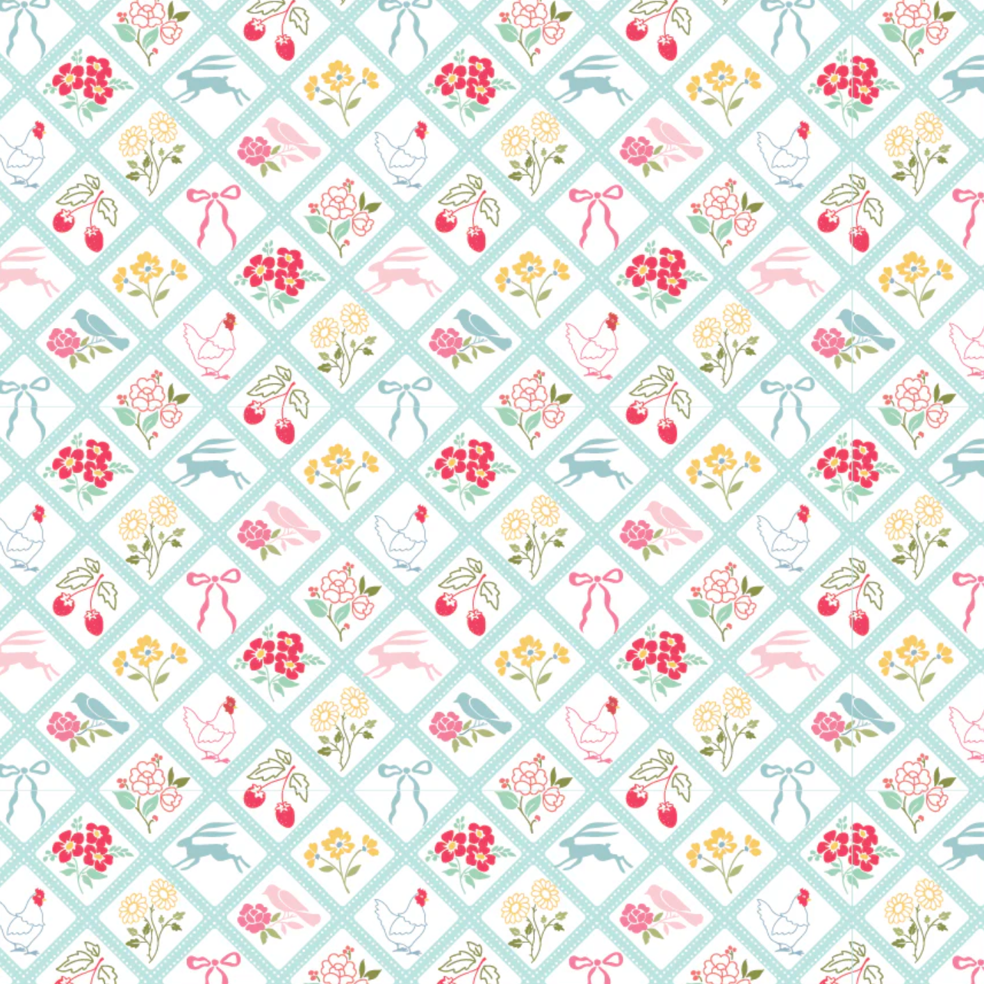 Rosy Cheeks Fabric by Poppie Cotton, Bon Jour Blue, RC25247 - Good Vibes Quilt Shop