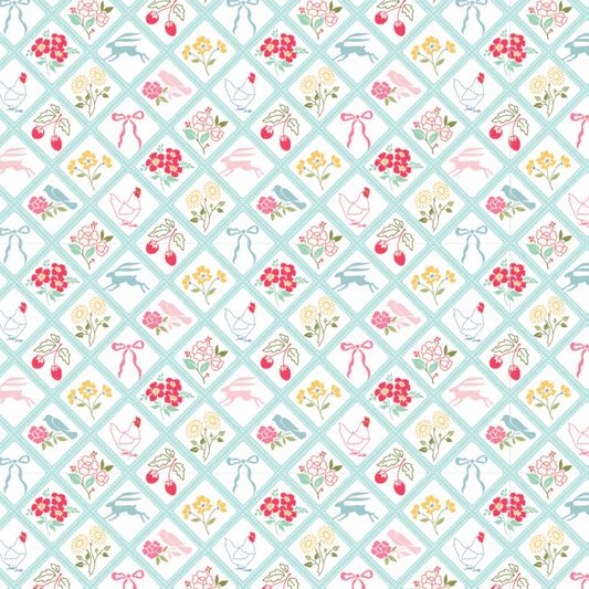 Rosy Cheeks Fabric by Poppie Cotton, Bon Jour Blue, RC25247 - Good Vibes Quilt Shop
