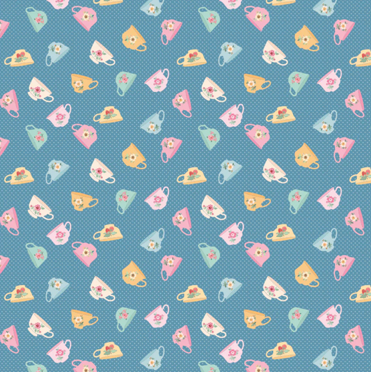 Rosy Cheeks Fabric by Poppie Cotton, Good Morning Blue, RC25253 - Good Vibes Quilt Shop