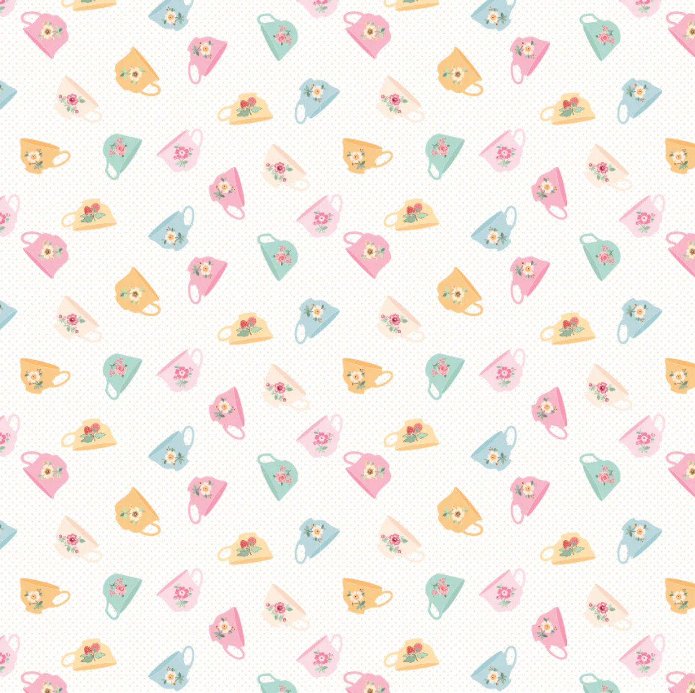 Rosy Cheeks Fabric by Poppie Cotton, Good Morning White, RC25252 - Good Vibes Quilt Shop
