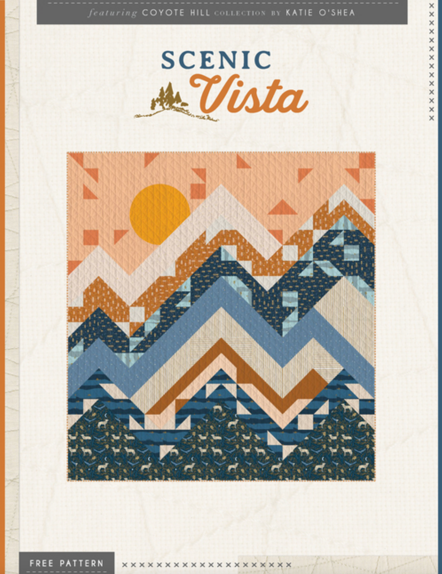 Scenic Vista Coyote Hill, an Art Galley Fabric FREE Pattern