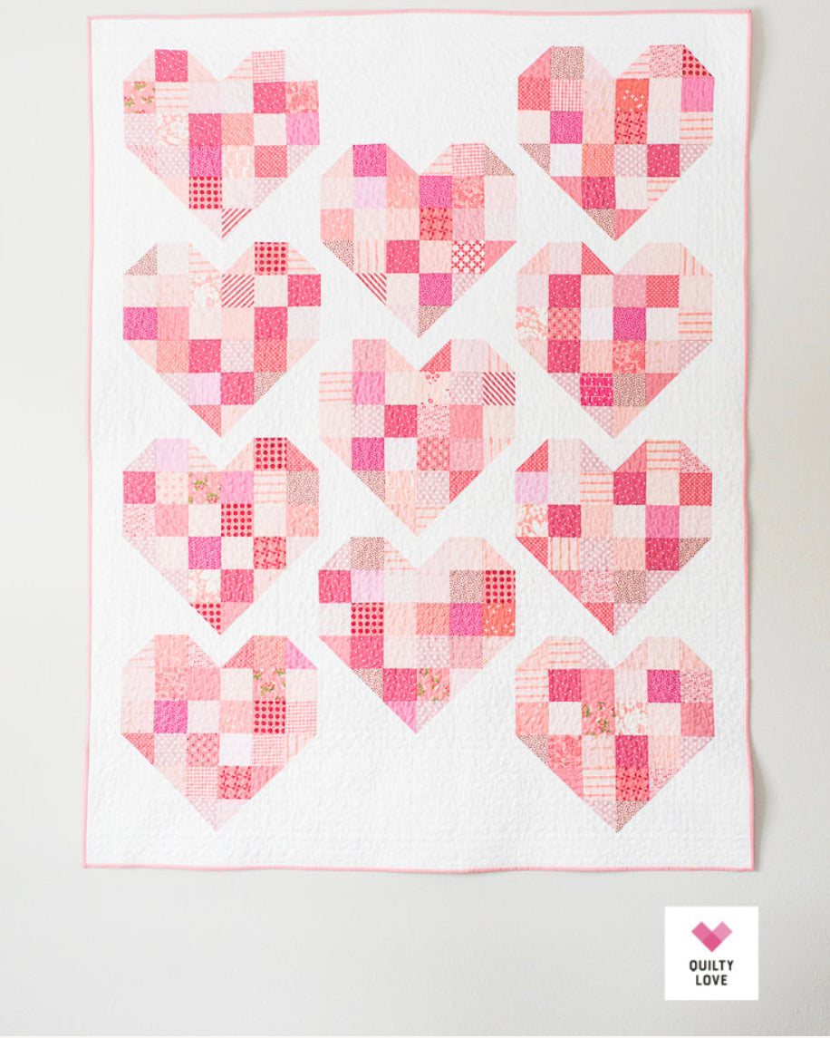 SCRAPPY HEARTS Quilty Love Pattern Stash Buster Quilt by Emily Dennis #132 - Good Vibes Quilt Shop