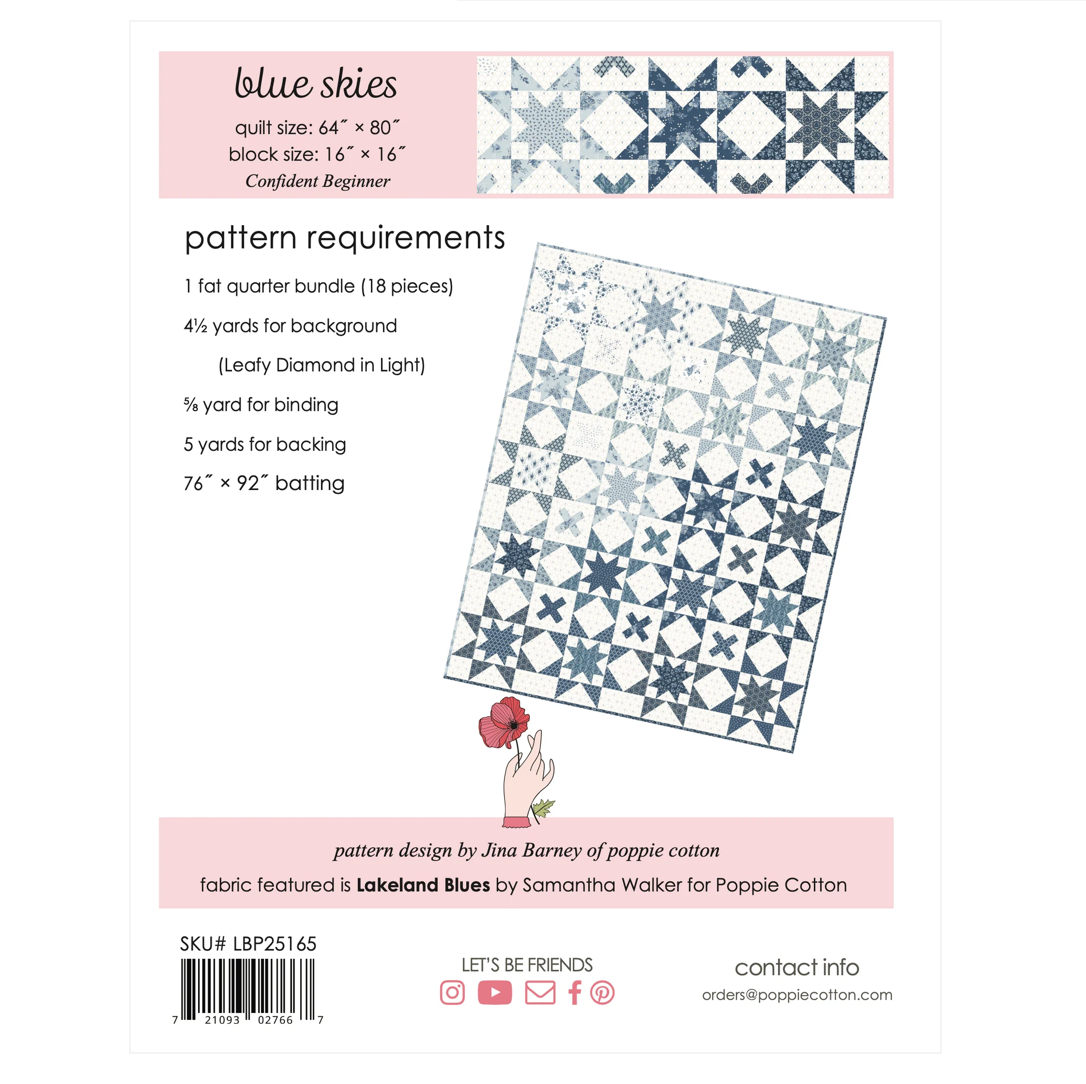 Blue Skies Quilt Pattern, for the Lakeland Blues Collection by Poppie Cotton - Good Vibes Quilt Shop