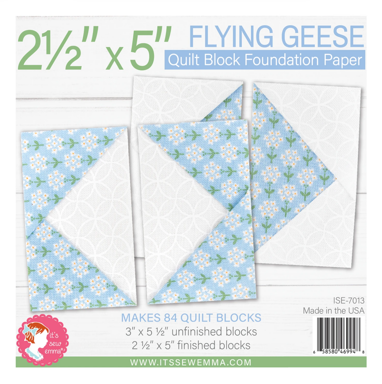 2-1/2in x 5in Flying Geese Quilt Block Foundation Paper - Good Vibes Quilt Shop