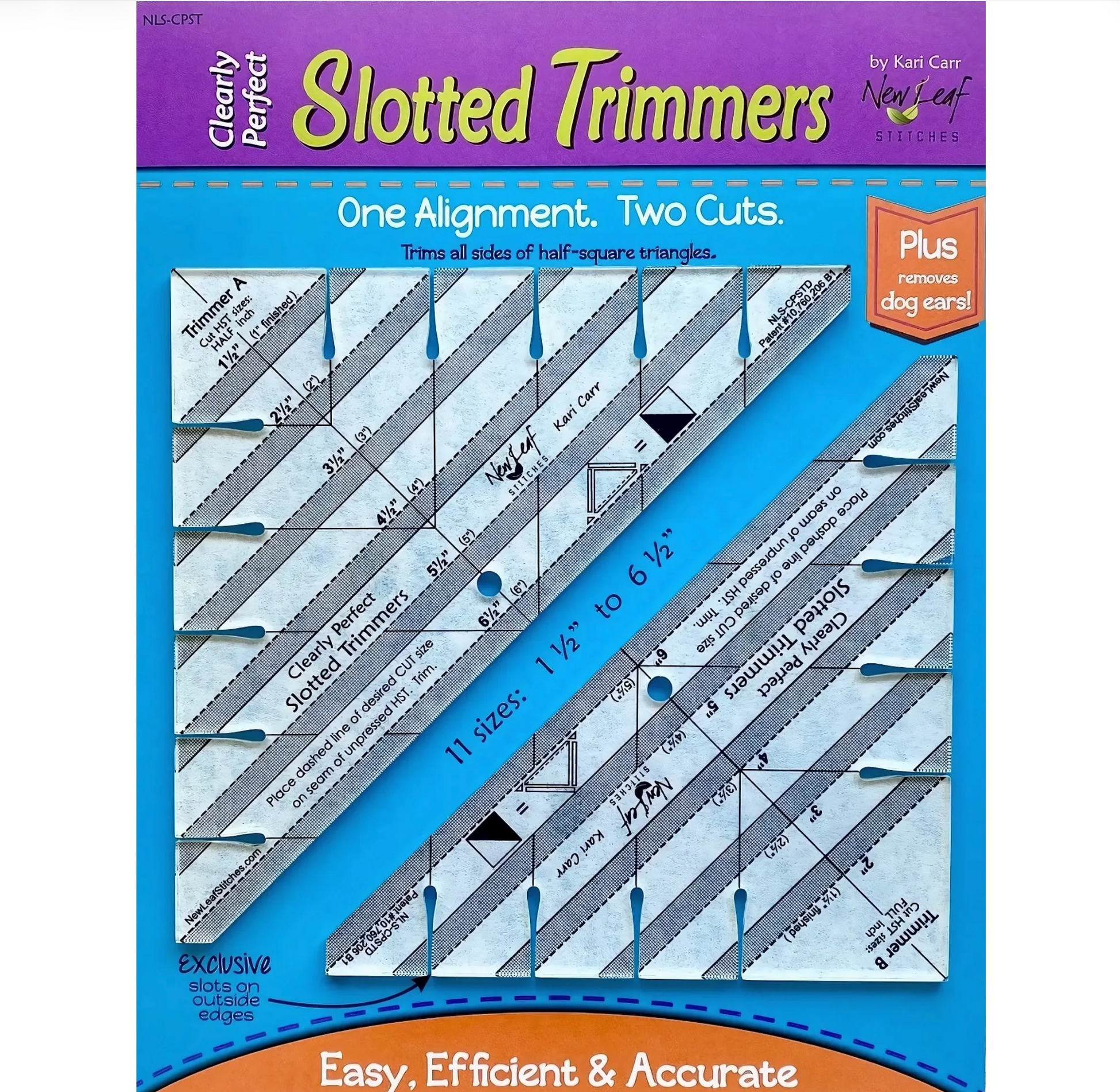 NewLeaf Slotted Half Square Triangle Ruler - Good Vibes Quilt Shop