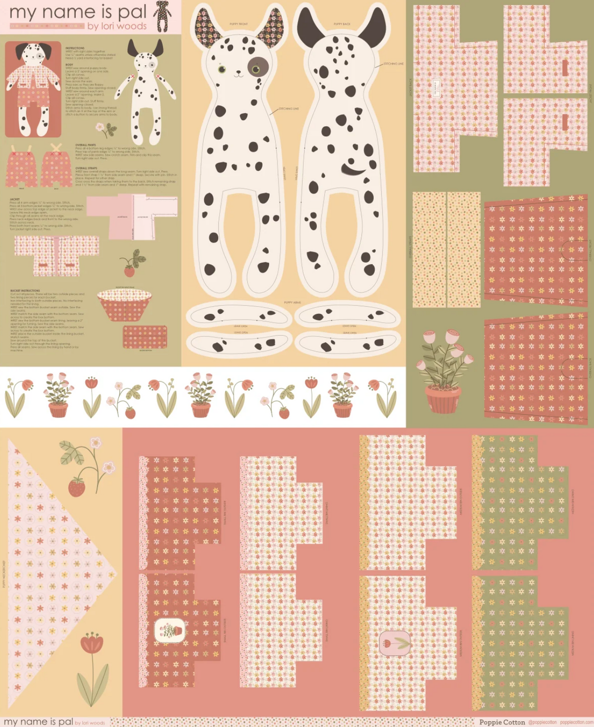 My Name Is Pal Fabric Panel by Lori Woods for Poppie Cotton | Multi PA261116 | PREORDER!