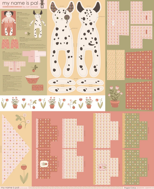 My Name Is Pal Fabric Panel by Lori Woods for Poppie Cotton | Multi PA261116 | PREORDER!