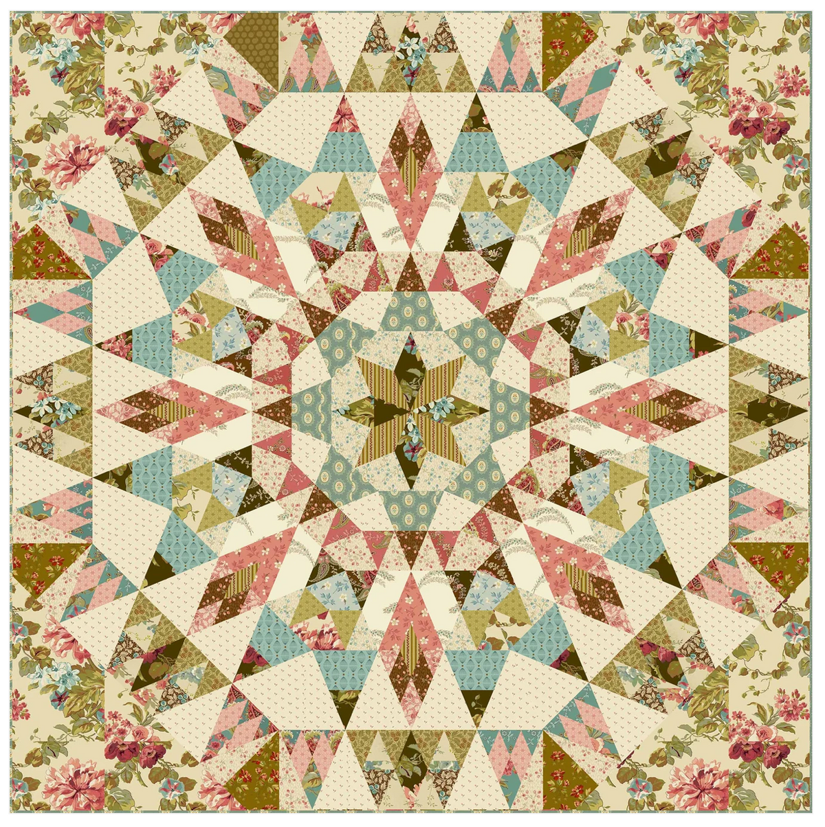 Montana Primrose quilt pattern by Edyta Sitar for Laundry Basket Quilts, featuring a colorful floral design on fabric.
