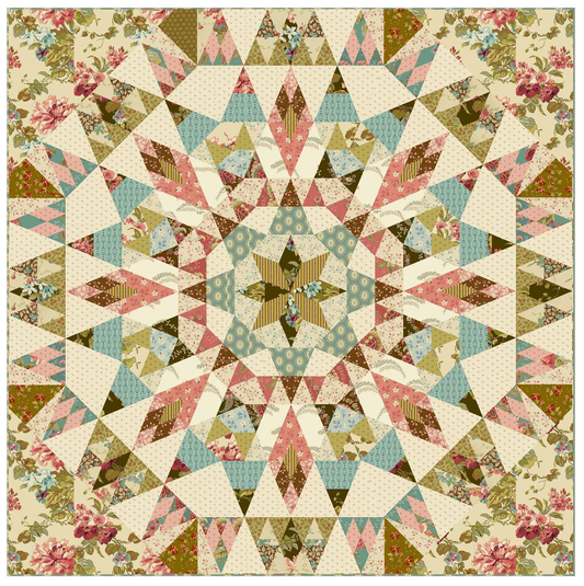 Montana Primrose quilt pattern by Edyta Sitar for Laundry Basket Quilts, featuring a colorful floral design on fabric.