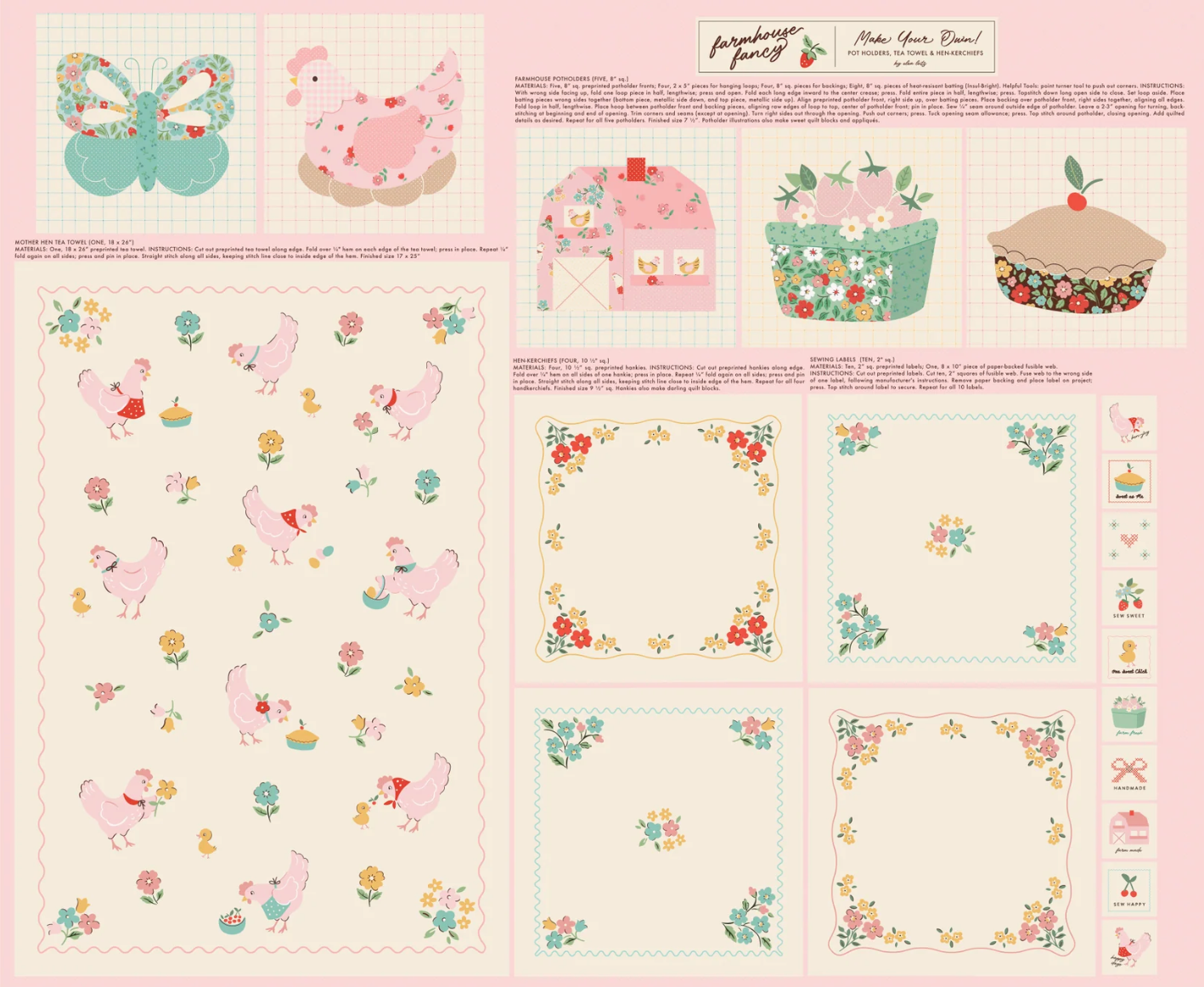 Farmhouse Fancy Fabric by Poppie Cotton, Tea Towel Project Panel