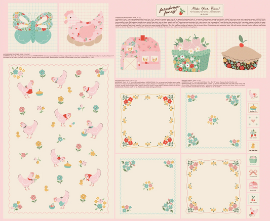 Farmhouse Fancy Fabric by Poppie Cotton, Tea Towel Project Panel