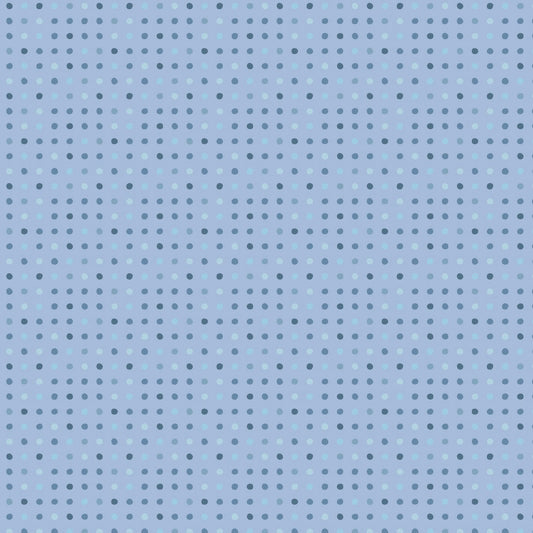 Seeing Spots Blue Skies Smiling At Me Blue fabric by Poppie Cotton SS24196