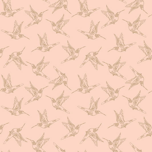 Serenity Blooms, Hummingbird Dance Peach, SR24505, sold by the 1/2 yard, *PREORDER