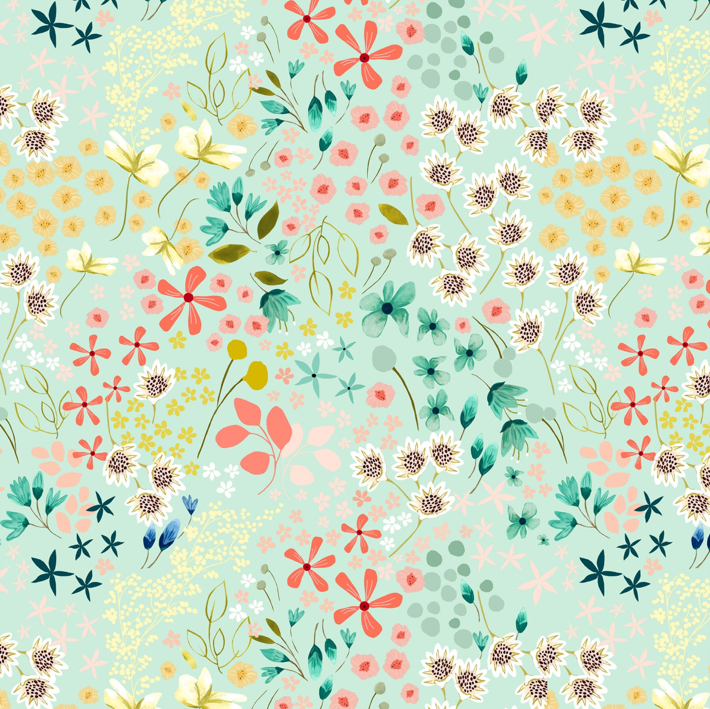 Serenity Blooms, Meadow Dream Mint, SR24511, sold by the 1/2 yard, *PREORDER - Good Vibes Quilt Shop