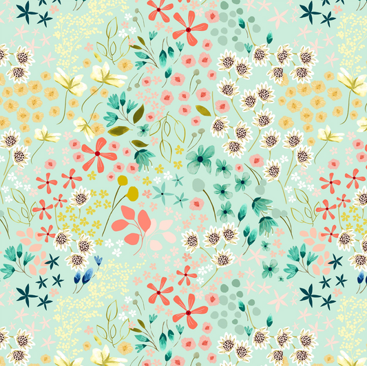 Serenity Blooms, Meadow Dream Mint, SR24511, sold by the 1/2 yard, *PREORDER