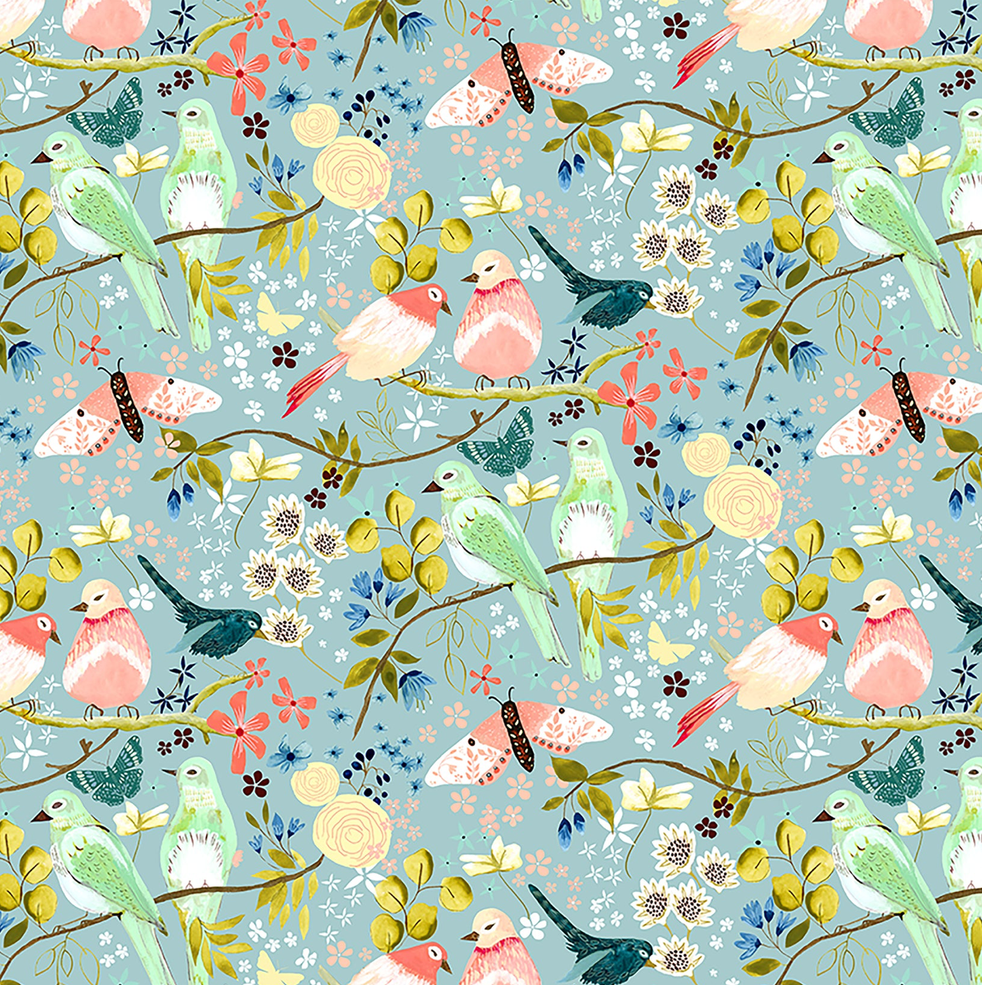 Serenity Blooms, Morning Song Blue, SR24500, sold by the 1/2 yard, *PREORDER