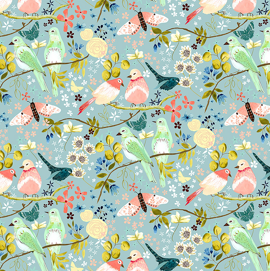 Serenity Blooms, Morning Song Blue, SR24500, sold by the 1/2 yard, *PREORDER