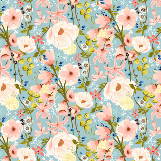 Serenity Blooms, Woven Memories Blue, SR24515, sold by the 1/2 yard, *PREORDER