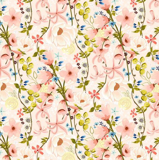 Serenity Blooms, Woven Memories Peach, SR24516, sold by the 1/2 yard, *PREORDER