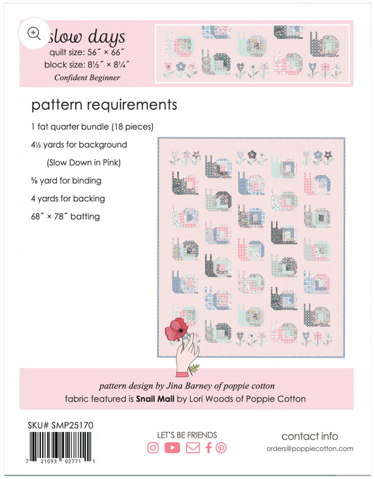 Slow Day Quilt KIT for the Le Petit Escargot Collection, KIT for Quilt Top