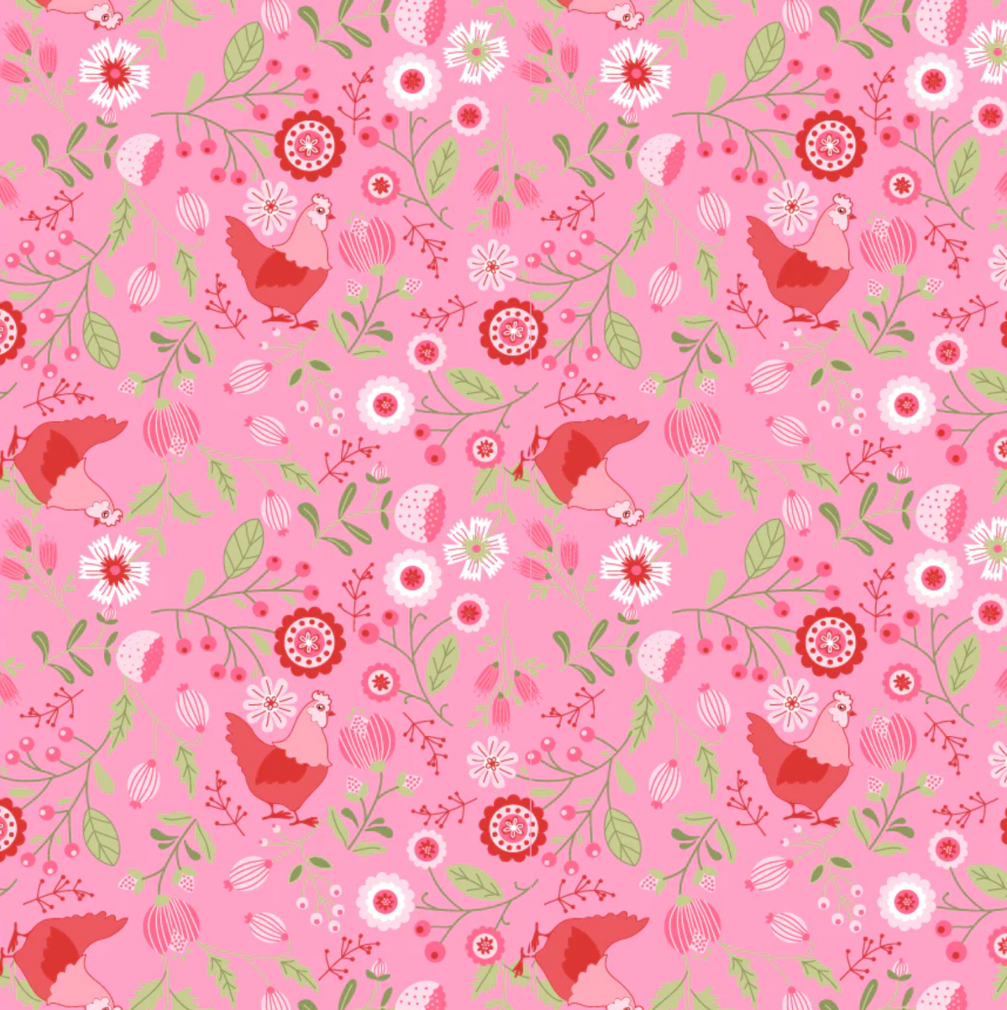 Smitten Chicken, Smitten Chicken Pink, SN251121, Sold by the 1/2 Yard, PREORDER - Good Vibes Quilt Shop