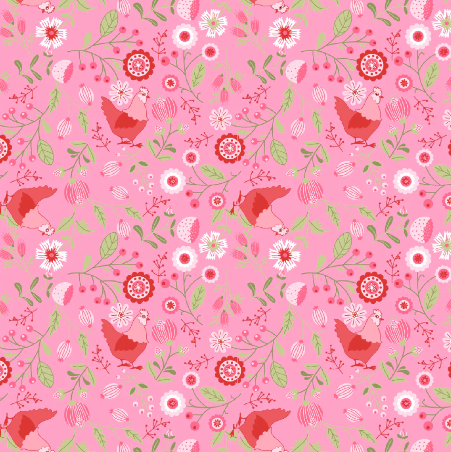 Smitten Chicken, Smitten Chicken Pink, SN251121, Sold by the 1/2 Yard, PREORDER - Good Vibes Quilt Shop