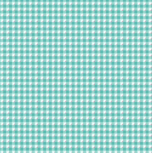 Smitten Chicken, Check a roo Aqua, SN251117, Sold by the 1/2 Yard, PREORDER - Good Vibes Quilt Shop