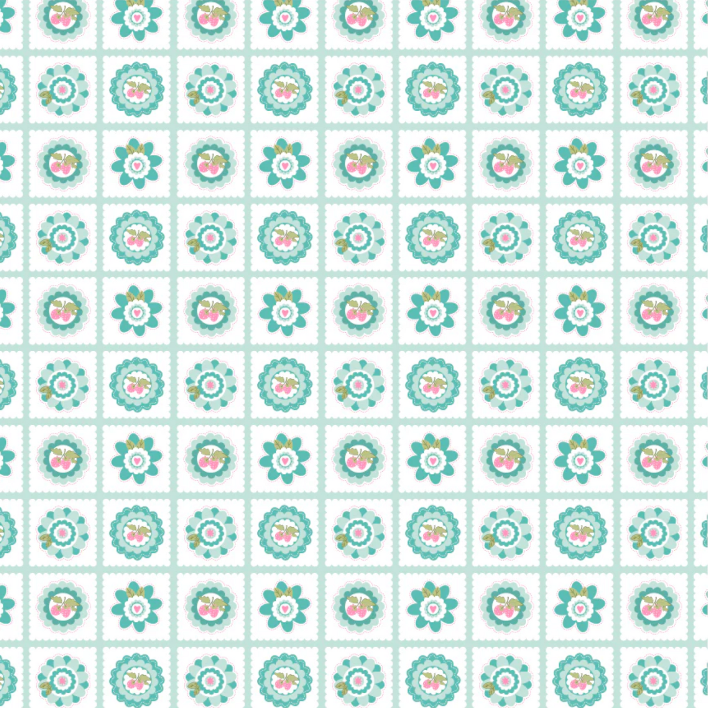 Smitten Chicken, Petits Fours Aqua, SN251115, Sold by the 1/2 Yard, PREORDER - Good Vibes Quilt Shop