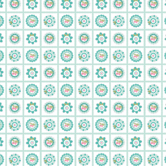 Smitten Chicken, Petits Fours Aqua, SN251115, Sold by the 1/2 Yard, PREORDER