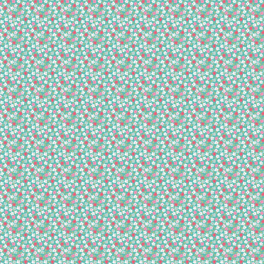 Smitten Chicken, Wild Phlox Aqua, SN251108, Sold by the 1/2 Yard, PREORDER