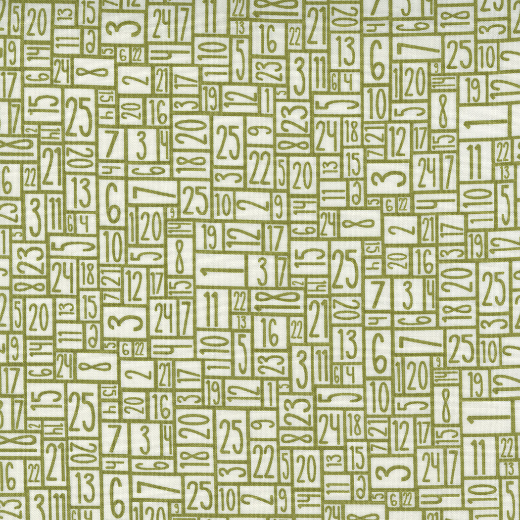 Snowkissed, Countdown Blenders Numbers, Green 55583 23, sold by the 1/2 yard - Good Vibes Quilt Shop