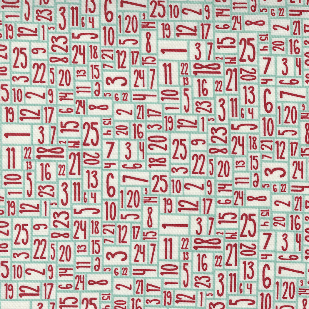 Snowkissed, Countdown Blenders Numbers, Red Splash 55583 14, sold by the 1/2 yard - Good Vibes Quilt Shop
