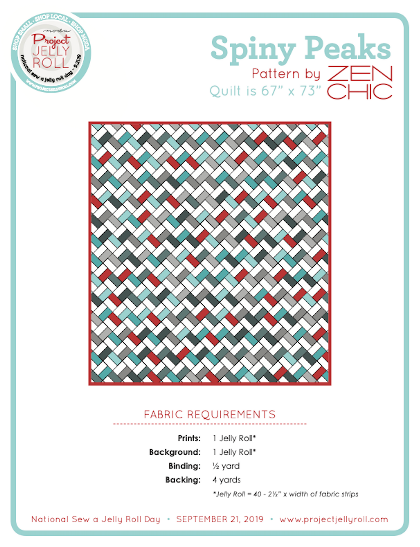 Spiny Peaks, Moda Project Jellyroll Pattern, FREE