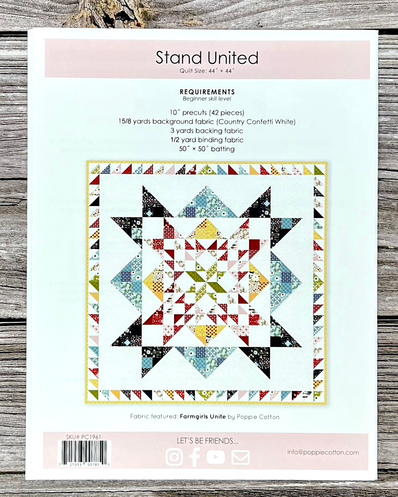 Stand United Quilt Pattern, for any 10" Layercake, Stacker