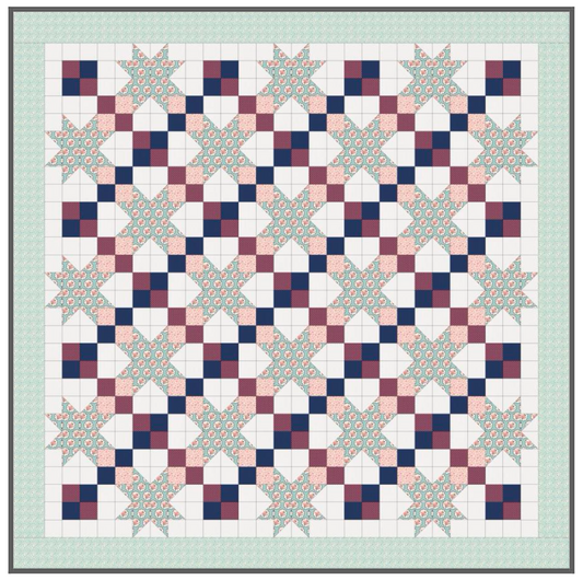 Star Crossing, a Tensisters Easy Piecing Grid FREE Pattern