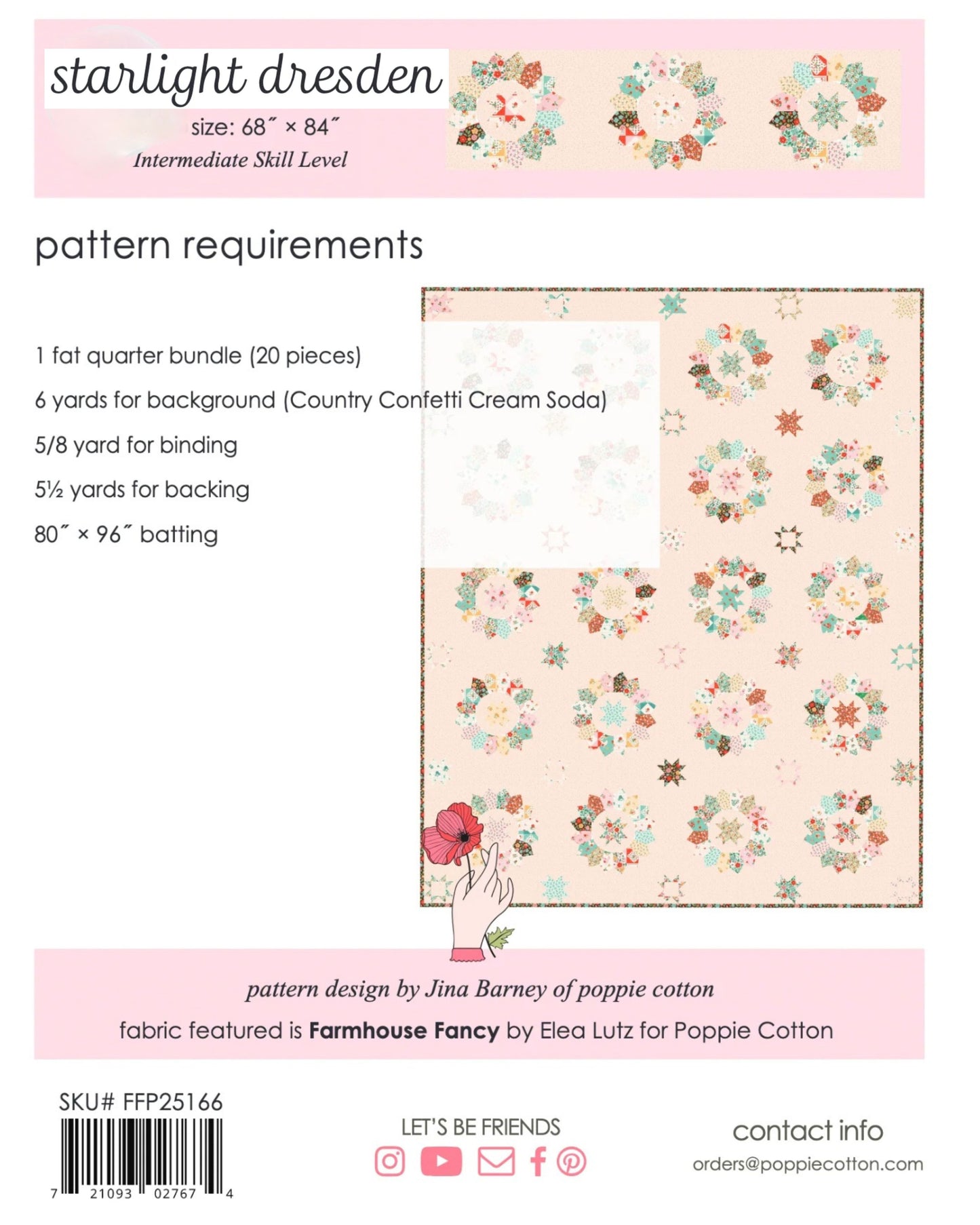 Starlight Dresden Pattern for Farmhouse Fancy Fabric by Poppie Cotton, FFP25166